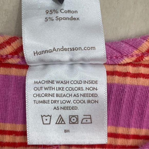 Hanna Andersson Girl's Rib Tank Romper Size 6-7 (120). Pink and Orange Stripes. - Picture 5 of 9